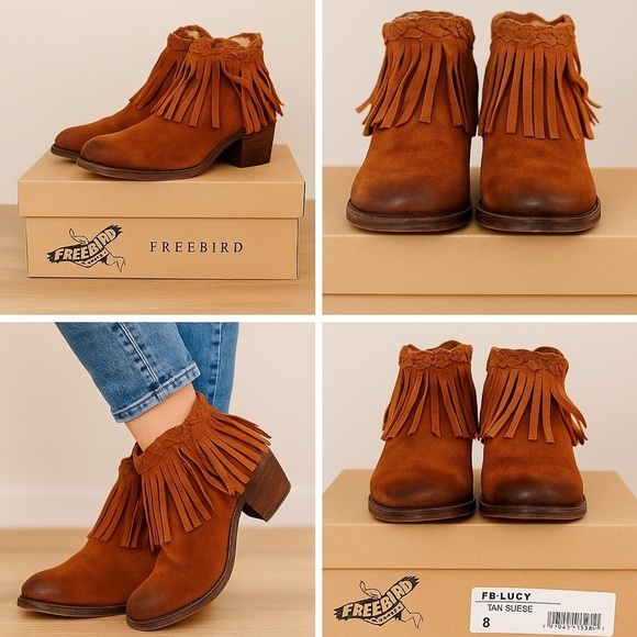 Freebird by Steven Shoes - Freebird by Steven Lucy Suede Ankle Boots Tan Size 8 w/ Box